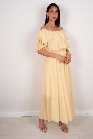 vestido de Ludovica con escote en barco y ruchos vestido de ludovica con escote escote y ruchos vestido de ludovica con escote e