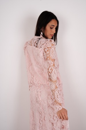 coordinato summer camicia e gonna in pizzo con inserti in strass e perle  coordinato summer camicia e gonna in pizzo con inse...