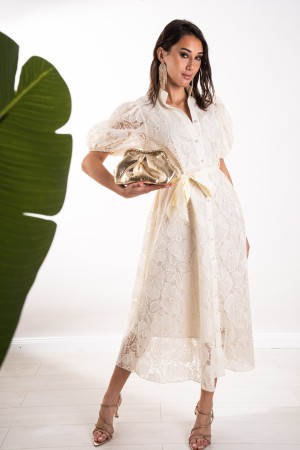 penelope dress in lace with balloon sleeve Penelope dress lace with balloon sleeve Penelope dress in lace with ...