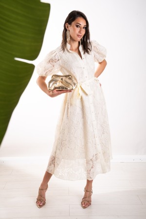 penelope dress in lace with balloon sleeve Penelope dress lace with balloon sleeve Penelope dress in lace with ...