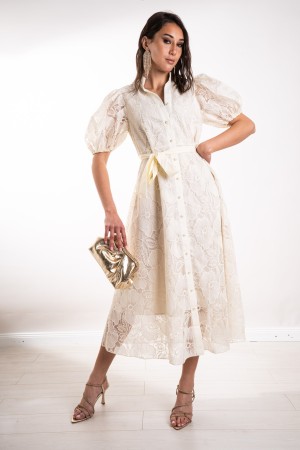 penelope dress in lace with balloon sleeve Penelope dress lace with balloon sleeve Penelope dress in lace with ...