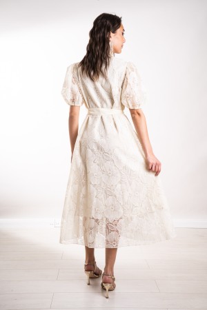 robe de Penelope en dentelle avec robe de poule à manches de ballon avec la dentelle de la dentelle avec une robe de poule en de