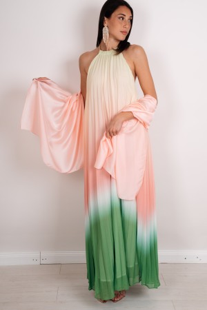 tropisches plissiertes Kleid schattiertes tropisches Kleid gefaltete beschattete tropische Kleid gefaltete Gradient