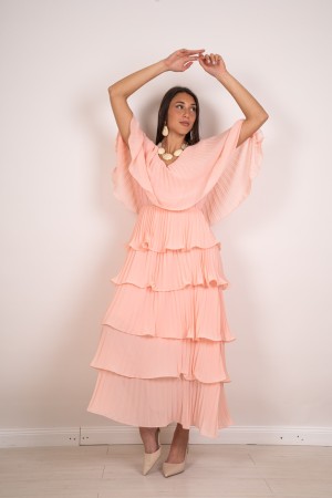 abito valentina plissettato con balze  abito valentina plissettato con balze  abito valentina plissettato con balze