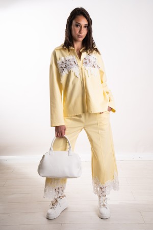 chemise et pantalons coordonnés de tournesol avec inserts en dentelle Chemise de tournesol coordonnée et pantalon avec inserts e