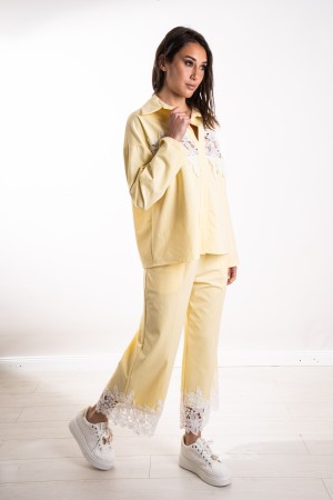 coordinated Sunflower Shirt and Trousers with Lace Inserts Coordinated Sunflower Shirt and Trousers With Lace Inserts C ...