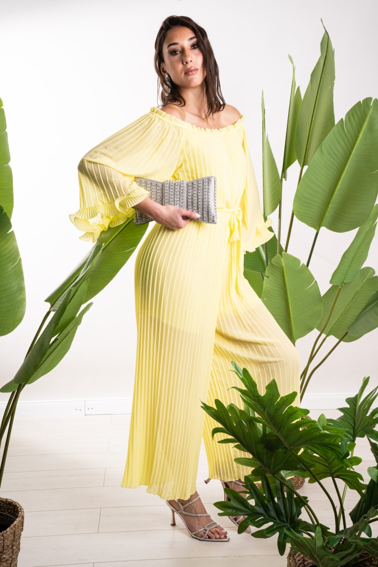 pleated Geneva Suit with Ruches Pleated Geneva Tuta with Ruches Pleated Geneva Suit With Ruches