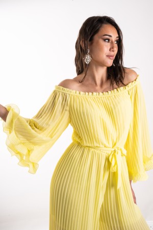 pleated Geneva Suit with Ruches Pleated Geneva Tuta with Ruches Pleated Geneva Suit With Ruches