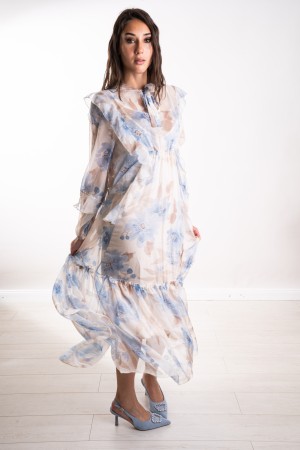 vestido de primavera de fantasía con ruches Vestido de primavera de fantasía con volantes Vestido de fantasía de primavera con v