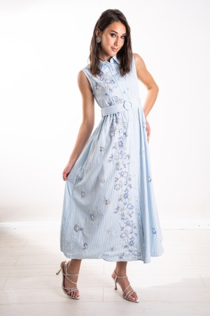 striped Santorini Dress with embroidered beads and belt santorini ribbed dress with embroidered beads and belt santorini dress r