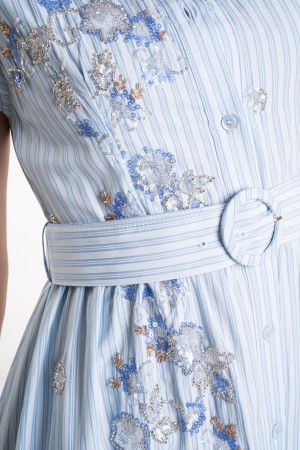 striped Santorini Dress with embroidered beads and belt santorini ribbed dress with embroidered beads and belt santorini dress r