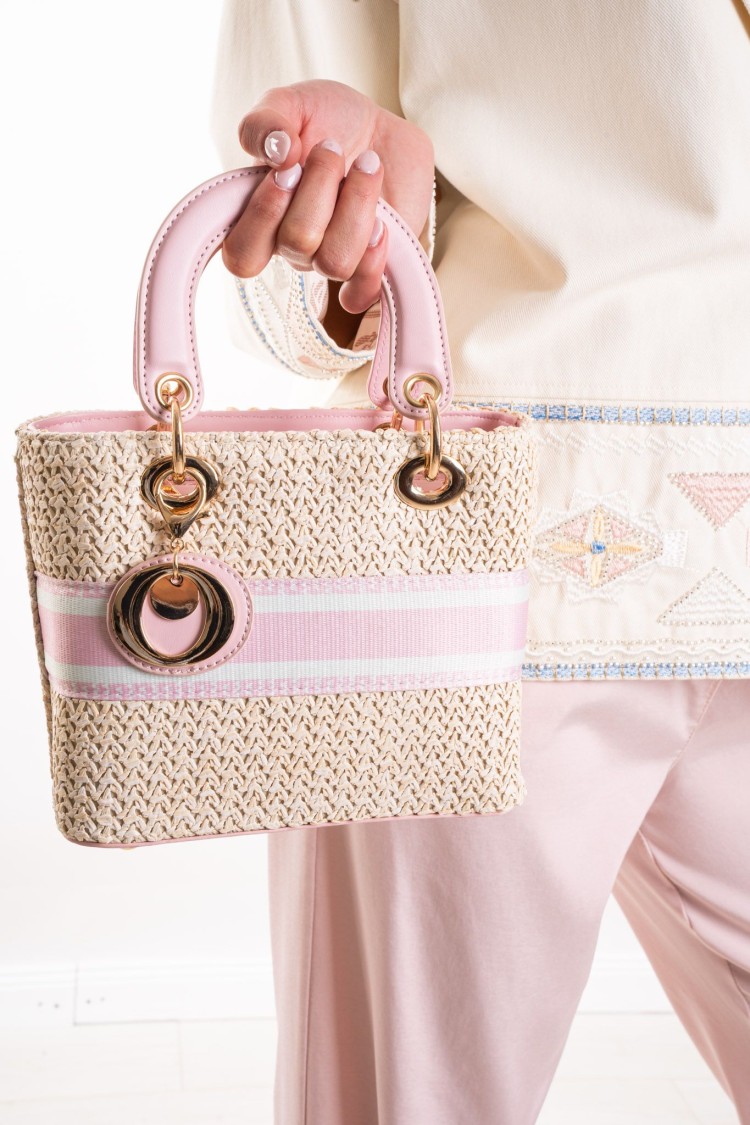 Borsa Chantal a mano con inserti in paglia Borsa Chantal a mano con inserti in paglia Borsa Chantal a mano con inserti in paglia