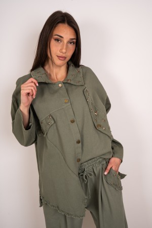 tiziana Denim-Shirt mit Strasssteinen 