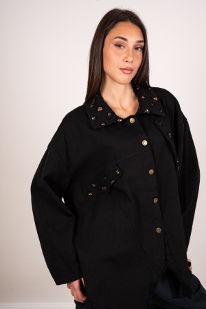 tiziana denim shirt with rhinestones 