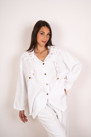 chemise en jean Tiziana avec strass 
