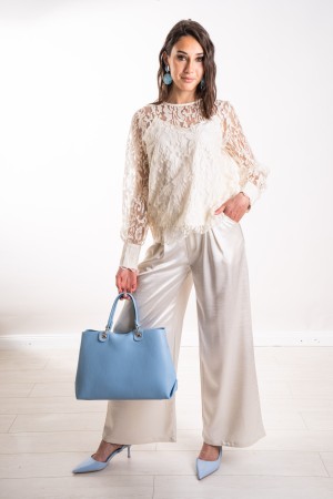 coordinada Blusa de encaje Berlín y pantalones satinados Coordinó Berlín Blusa de encaje y pantalones satinados coordinados berl