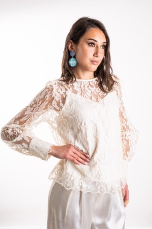 coordinada Blusa de encaje Berlín y pantalones satinados Coordinó Berlín Blusa de encaje y pantalones satinados coordinados berl