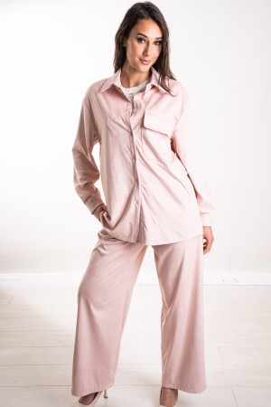 coordinato celeste camicia e pantalone in ecocamoscio  coordinato celeste camicia e pantalone in ecocamoscio  coordinato cele...