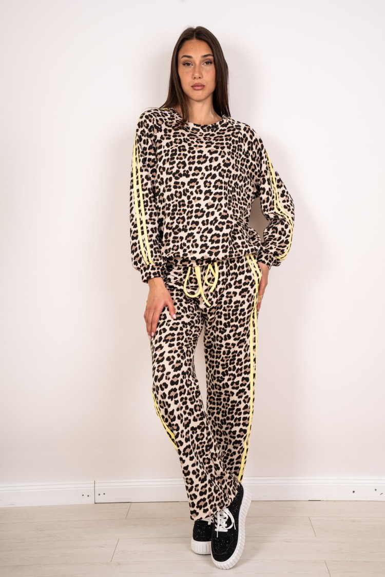 coordonné Giulia Maglia et pantalon d'animaux avec des bandes latérales coordonnées giulia tricot et pantalon animal avec des gr