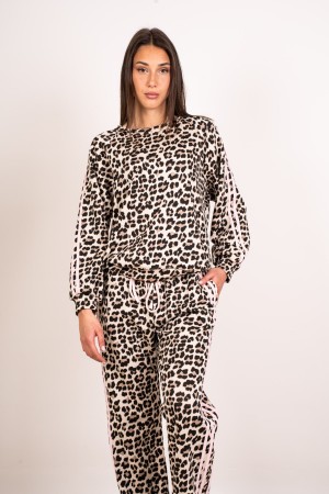 coordinato giulia maglia e pantalone animalier con bande laterali coordinato giulia maglia e pantalone animalier con bande la...