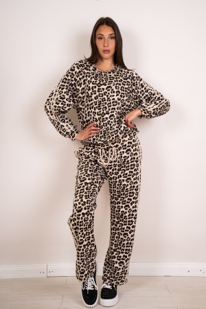 coordonné Giulia Maglia et pantalon d'animaux avec des bandes latérales coordonnées giulia tricot et pantalon animal avec des gr