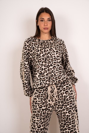 coordinato giulia maglia e pantalone animalier con bande laterali coordinato giulia maglia e pantalone animalier con bande la...