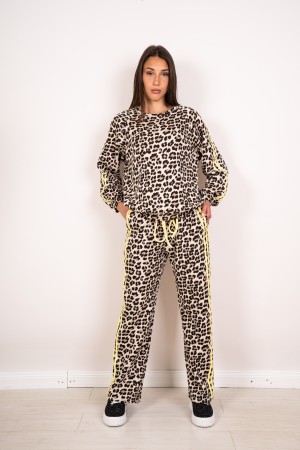 coordonné Giulia Maglia et pantalon d'animaux avec des bandes latérales coordonnées giulia tricot et pantalon animal avec des gr