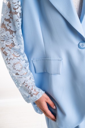 veste et pantalon coordonnés Oxford Curvy avec manches en dentelle coordonnées Oxford Curvy Veste et pantalon avec des manches P