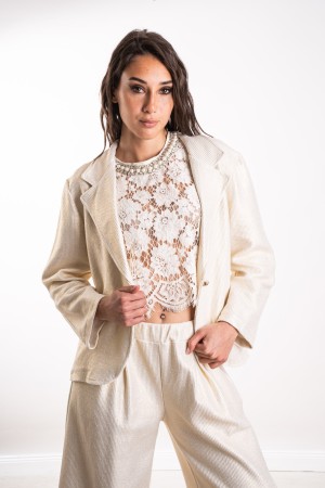 veste de Madrid à la côte dorée avec veste de lacets Madrid avec or nervurée avec veste de dentelle Madrid avec or côtelé avec d