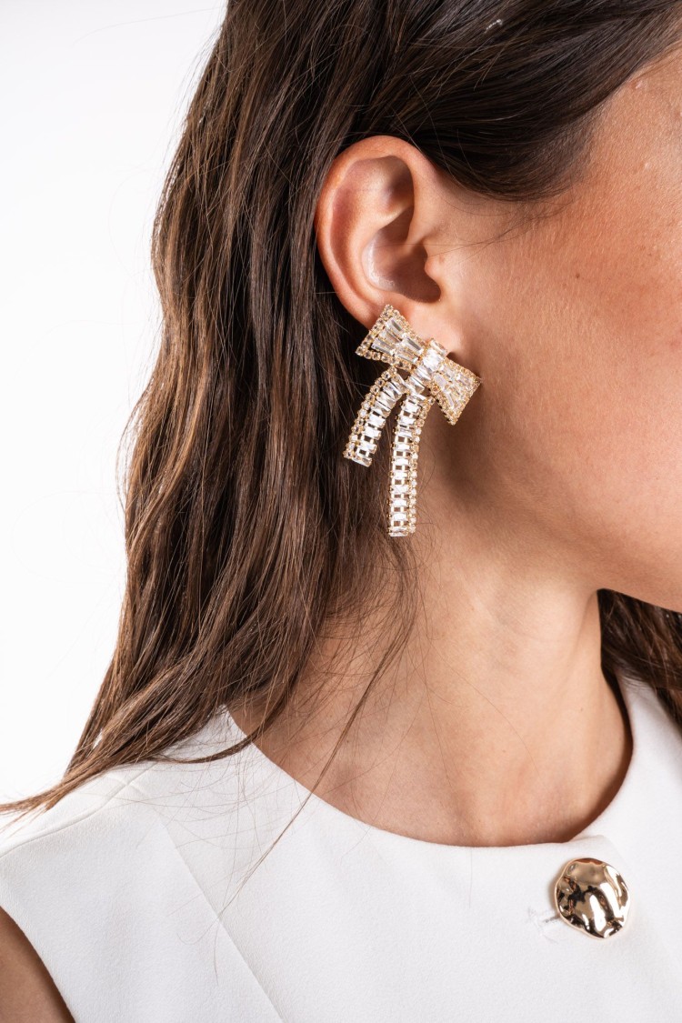 Boucle d'oreille d'arc avec boucle d'oreille d'arc en strass avec boucle d'oreille arc de strass avec des strass