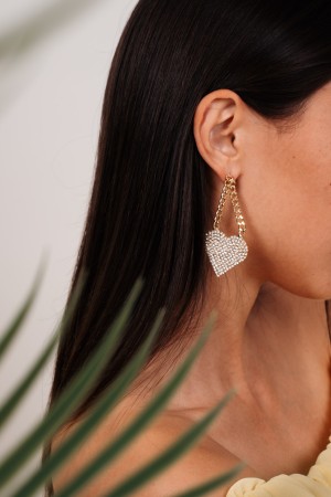 Love earring in chain with heart earring Love in chain with heart earring Love in chain with heart