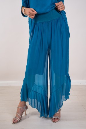 coordinato hawaii in seta blusa con paillettes e pantalone con volant  coordinato hawaii in seta blusa con paillettes e panta...