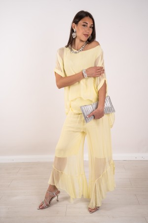 blouse coordonnée Hawaii avec paillettes et pantalons avec volants coordonnés Hawaii Blusa avec des paillettes et des pantalons 