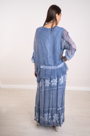 coordinated cinzia in silk blushe skirt with embroidery and sequins 