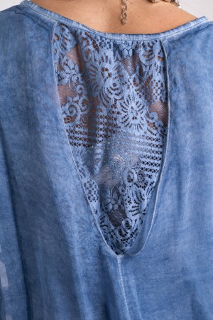 coordinated Debora in silk blouse and trousers with embroidery 