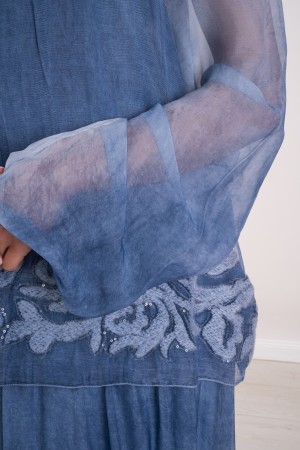 monica silk dress with embroidery and sequins 