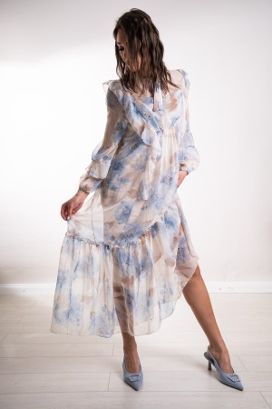 vestido de primavera de fantasía con ruches Vestido de primavera de fantasía con volantes Vestido de fantasía de primavera con v