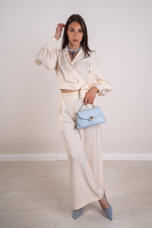 coordinato mia blusa e pantalone in raso con fiocco  coordinato mia blusa e pantalone in raso con fiocco  coordinato mia blus...