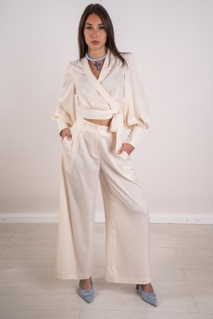 coordinato mia blusa e pantalone in raso con fiocco  coordinato mia blusa e pantalone in raso con fiocco  coordinato mia blus...