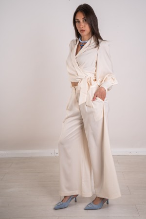 coordinato mia blusa e pantalone in raso con fiocco  coordinato mia blusa e pantalone in raso con fiocco  coordinato mia blus...