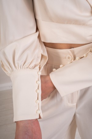 coordinated my blouse and satin trousers with bow 