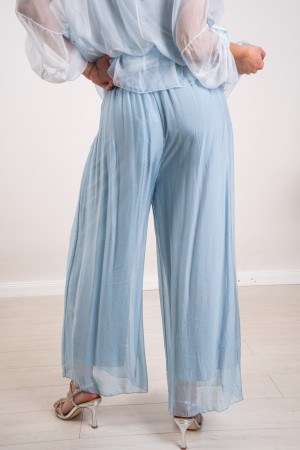 coordinato stefy in seta blusa e PANTALONE con ricami e paillettes  coordinato stefy in seta blusa e PANTALONE con ricami e p...