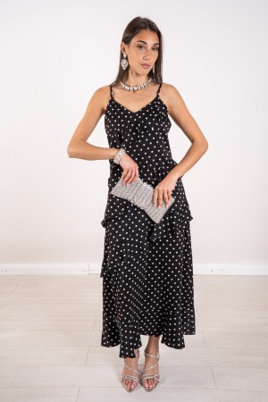 vestido de punto de Andalucía con volantes de ruffles y vestido con lunares con ruches y vestido de lunares con volantes