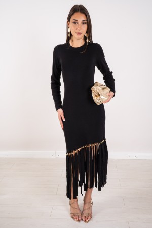 barcelona Kleid in Jersey mit Fransen und Nieten Barcelona Kleid in Jersey mit Fransen und Bolzen Barcelona Kleid in Magli ...