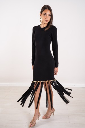 barcelona Kleid in Jersey mit Fransen und Nieten Barcelona Kleid in Jersey mit Fransen und Bolzen Barcelona Kleid in Magli ...