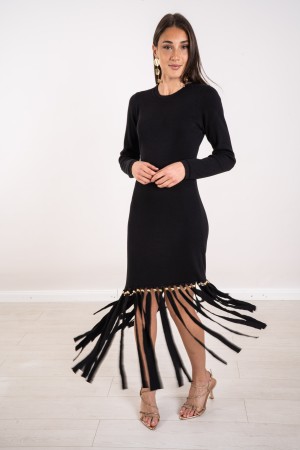 barcelona Kleid in Jersey mit Fransen und Nieten Barcelona Kleid in Jersey mit Fransen und Bolzen Barcelona Kleid in Magli ...