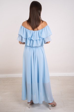 vestido de Ludovica con escote en barco y ruchos vestido de ludovica con escote escote y ruchos vestido de ludovica con escote e