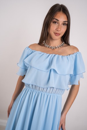 ludovica Dress with Boat Neckline and Ruches Ludovica Dress with Boat Neckline and Ruches Ludovica Dress with Boat Neckline and 