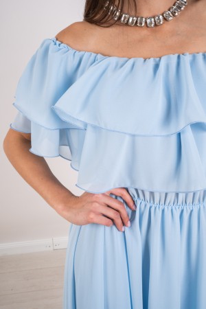 ludovica Dress with Boat Neckline and Ruches Ludovica Dress with Boat Neckline and Ruches Ludovica Dress with Boat Neckline and 