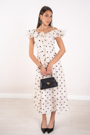 madrid Tupfenkleid mit Blume Tupfenkleid mit Blume Madrid Kleid mit Blume